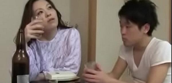  Japanese Milf withYoung Boy Drink And Fuck